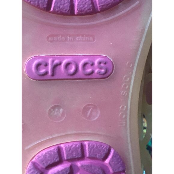 Crocs Womens Orange & Pink Cutout Ballet Flats W7 Lightweight Rubber Comfortable - Picture 5 of 6